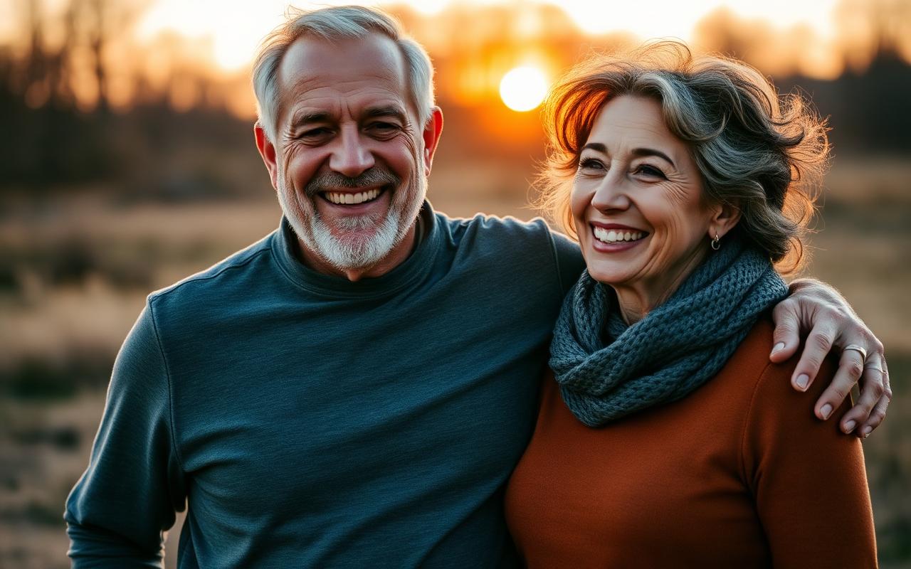 Happy mature couple enjoying renewed confidence after using Lyvaris